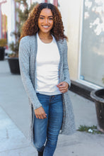 Load image into Gallery viewer, Spread Joy Grey Brushed Knit Crochet Button Down Duster Cardigan
