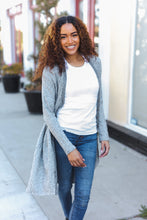 Load image into Gallery viewer, Spread Joy Grey Brushed Knit Crochet Button Down Duster Cardigan
