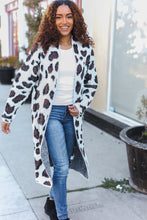 Load image into Gallery viewer, Boldly You Cream Fury Knit Animal Print Open Duster Cardigan
