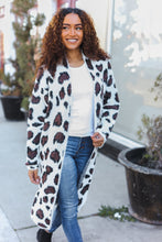 Load image into Gallery viewer, Boldly You Cream Fury Knit Animal Print Open Duster Cardigan
