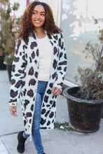 Load image into Gallery viewer, Boldly You Cream Fury Knit Animal Print Open Duster Cardigan
