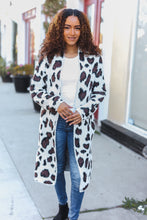 Load image into Gallery viewer, Boldly You Cream Fury Knit Animal Print Open Duster Cardigan
