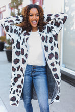 Load image into Gallery viewer, Boldly You Cream Fury Knit Animal Print Open Duster Cardigan
