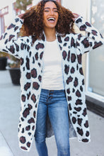 Load image into Gallery viewer, Boldly You Cream Fury Knit Animal Print Open Duster Cardigan
