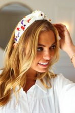 Load image into Gallery viewer, Red White &amp; Blue Gem Cowboy Embellished Top Knot Headband
