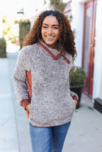 Load image into Gallery viewer, Beautiful You Brown Sherpa Quilted Snap Button Pullover
