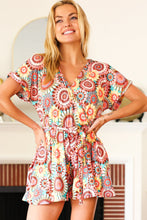 Load image into Gallery viewer, Feeling Bold Multicolor Mandala Print Surplice Tie Waist Romper
