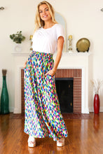 Load image into Gallery viewer, Stand Out Navy &amp; Green Abstract Print Smocked Waist Palazzo Pants
