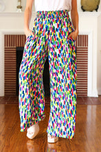 Load image into Gallery viewer, Stand Out Navy &amp; Green Abstract Print Smocked Waist Palazzo Pants
