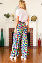 Load image into Gallery viewer, Stand Out Navy &amp; Green Abstract Print Smocked Waist Palazzo Pants
