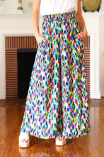 Load image into Gallery viewer, Stand Out Navy &amp; Green Abstract Print Smocked Waist Palazzo Pants
