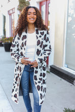 Load image into Gallery viewer, Boldly You Cream Fury Knit Animal Print Open Duster Cardigan
