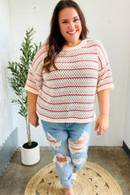 Load image into Gallery viewer, Stand Out Oatmeal &amp; Lavender Stripe Netted Crochet Sweater Top
