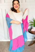 Load image into Gallery viewer, Feel Your Best Taupe &amp; Fuchsia Color Block Ruffle Hem Kimono
