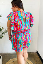 Load image into Gallery viewer, Feeling Bold Fuchsia Abstract Print Smocked Waist Flutter Sleeve Romper
