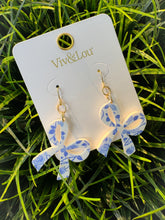 Load image into Gallery viewer, Blue Floral Bow Earrings
