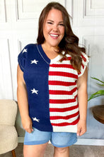 Load image into Gallery viewer, Stars &amp; Stripes Americana V Neck Dolman Sweater Top
