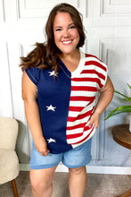 Load image into Gallery viewer, Stars &amp; Stripes Americana V Neck Dolman Sweater Top
