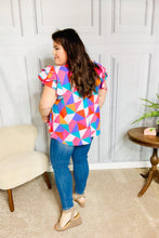 Load image into Gallery viewer, Feeling Bold Multicolor Geo Print Mock Neck Flutter Sleeve Top
