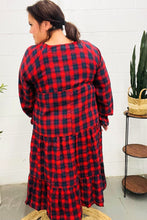 Load image into Gallery viewer, All I Want Red Plaid Elastic V Neck Tiered Maxi Dress
