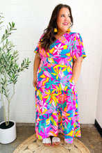 Load image into Gallery viewer, Tropical Trance Fuchsia Floral Smocked Waist Maxi Dress
