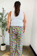 Load image into Gallery viewer, Stand Out Navy &amp; Green Abstract Print Smocked Waist Palazzo Pants
