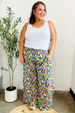 Load image into Gallery viewer, Stand Out Navy &amp; Green Abstract Print Smocked Waist Palazzo Pants
