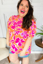 Load image into Gallery viewer, Feel Your Best Fuchsia Orange Floral Print Frill Mock Neck Top
