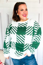 Load image into Gallery viewer, Under The Christmas Tree Green Plaid Soft Brushed Hairy Sweater
