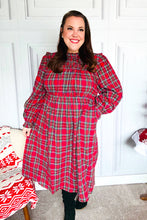 Load image into Gallery viewer, All I Want Hunter Red Plaid Check Woven Pocketed Dress
