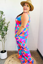 Load image into Gallery viewer, Summer Vibes Multicolor Abstract Floral Sleeveless Wide Leg Jumpsuit
