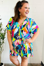 Load image into Gallery viewer, Tropical Vibes Multicolor Tropical Print Surplice Tie Waist Romper
