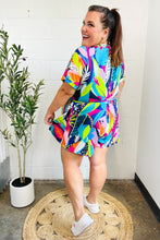 Load image into Gallery viewer, Tropical Vibes Multicolor Tropical Print Surplice Tie Waist Romper
