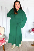 Load image into Gallery viewer, Beautiful You Holiday Green Overlap Ruffle V Neck Midi Dress
