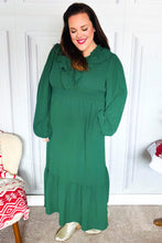 Load image into Gallery viewer, Beautiful You Holiday Green Overlap Ruffle V Neck Midi Dress
