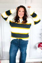 Load image into Gallery viewer, Casual Chic Yellow &amp; Ivory Stripe Oversize Knit Sweater
