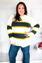 Load image into Gallery viewer, Casual Chic Yellow &amp; Ivory Stripe Oversize Knit Sweater
