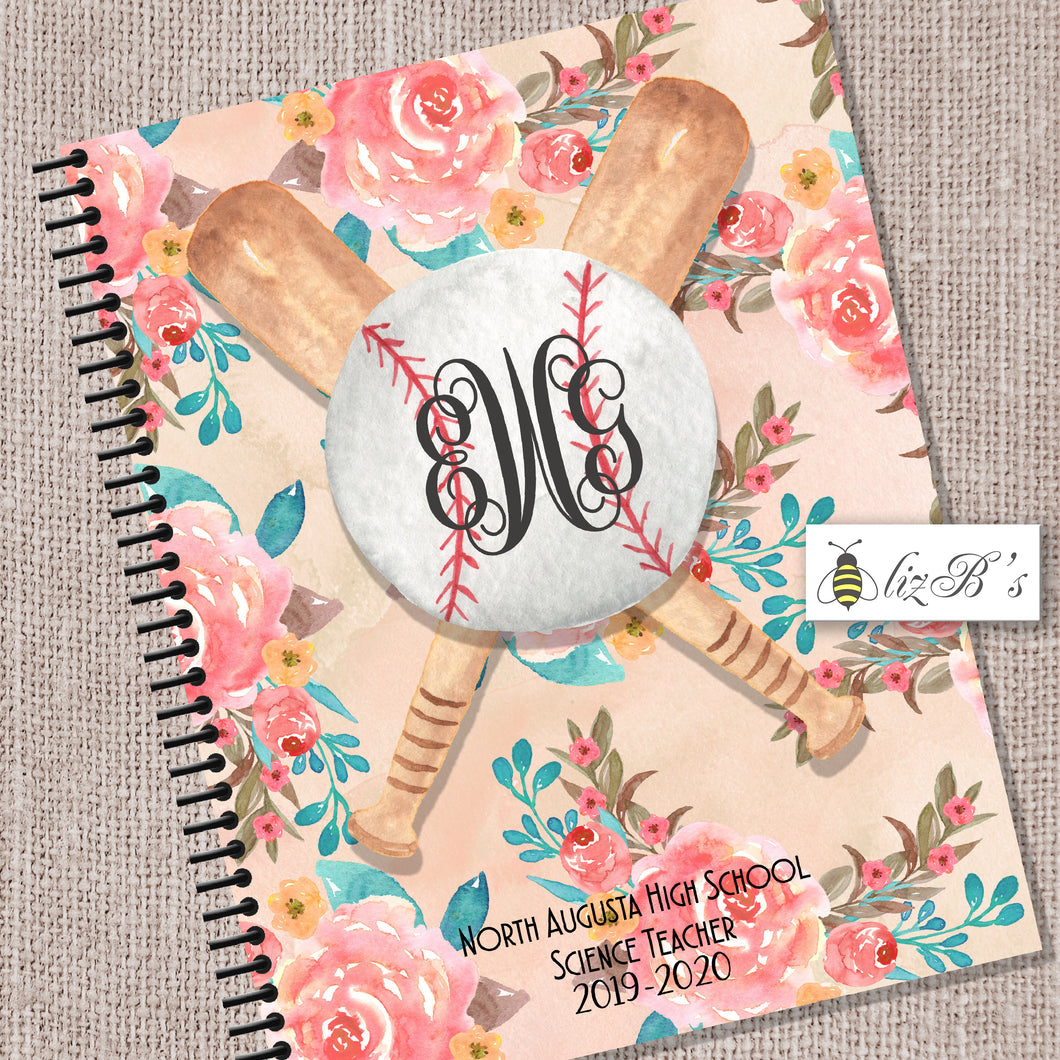 Floral Baseball Mom Teacher Planner