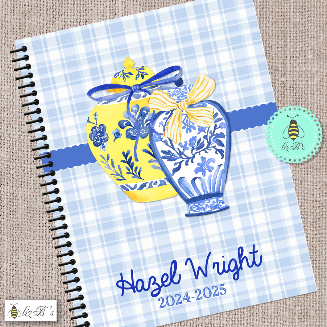 Blue and Yellow Chinoiserie Jar Teacher Planner