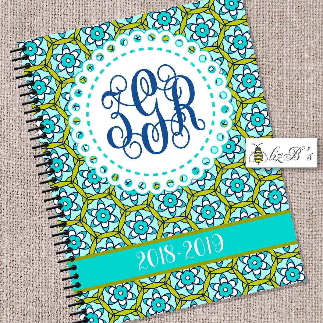 Geo Floral Teal Lime Daily Planner