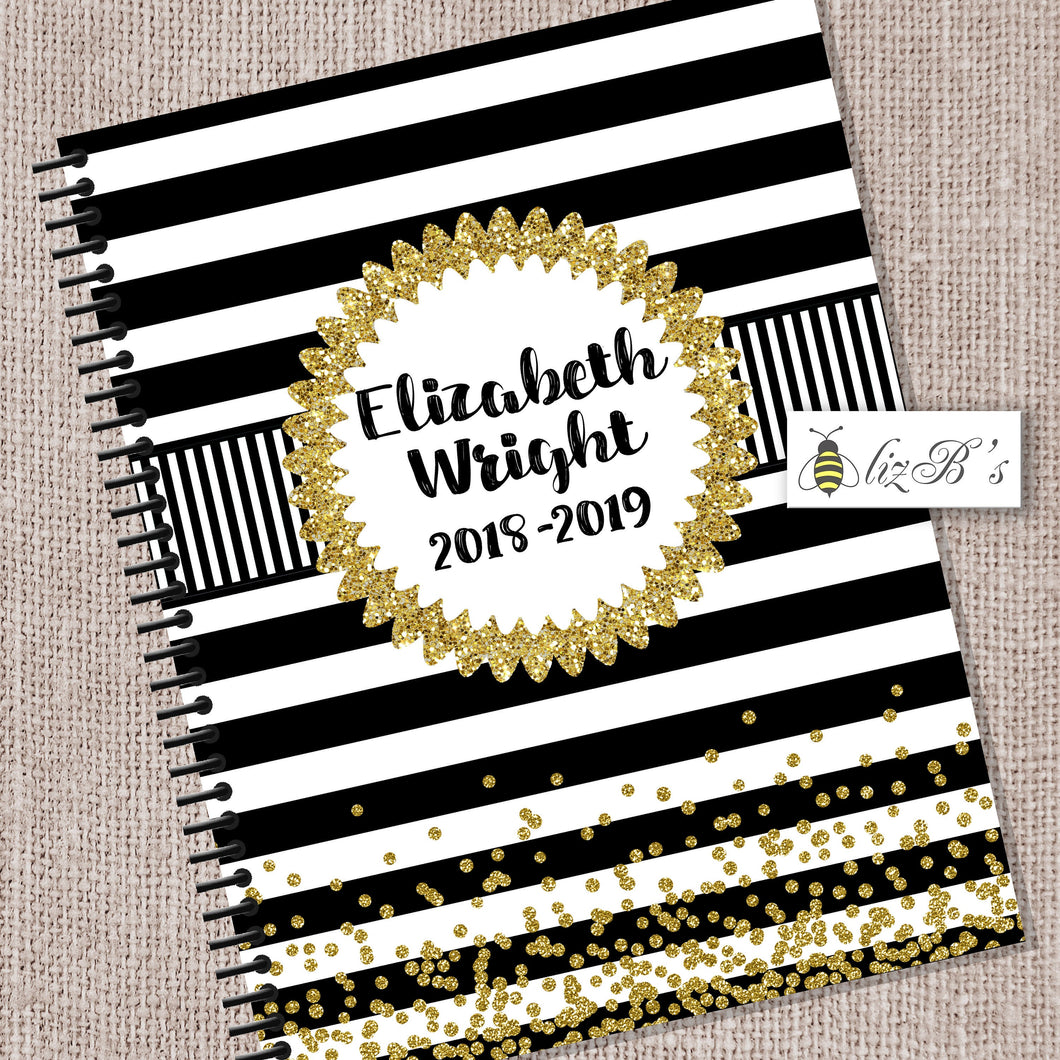 Black and Gold Glitter Teacher Planner