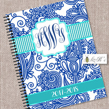 Load image into Gallery viewer, Blue and Teal Paisley Teacher Planner
