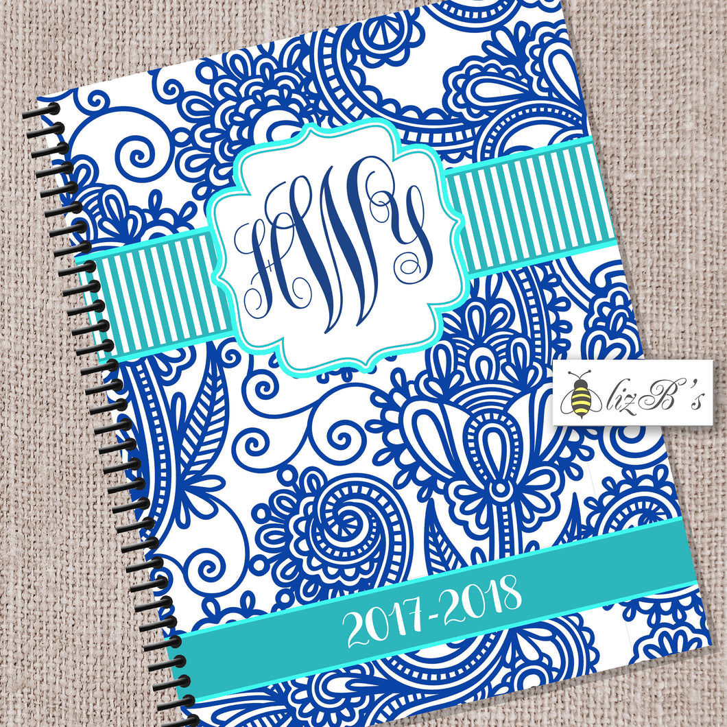 Blue and Teal Paisley Teacher Planner