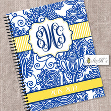 Load image into Gallery viewer, Blue &amp; Yellow Paisley Planner  Daily Planner
