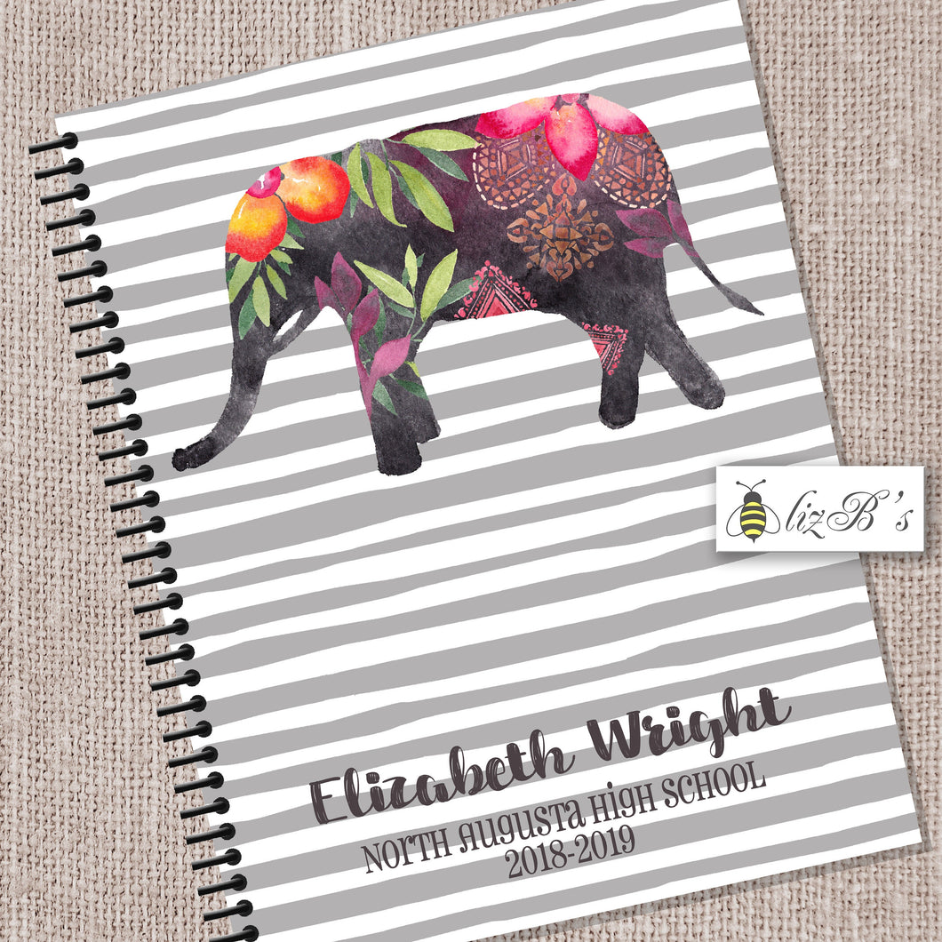 Elephant and Gray Stripes Planner  Daily Planner